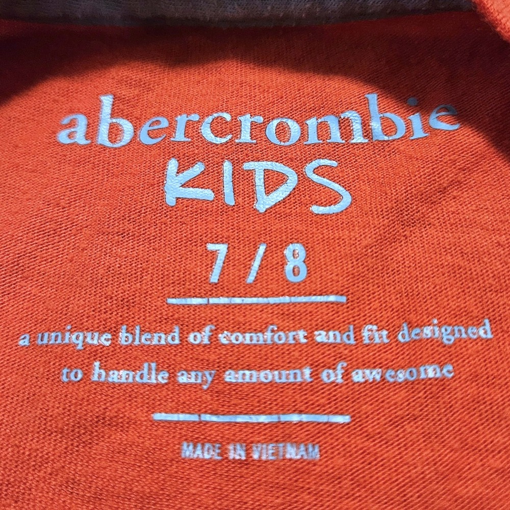 Abercrombie Kids Boys 7/8 V-Neck T-Shirt Lot 3 Blue Orange Black Logo Tees - Picture 10 of 12